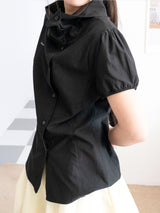 DRAPE COLLAR BLOUSE (BLACK)