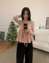 Rozy Babydoll Flare Ribbed Long Sleeve Tee