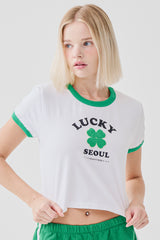 Lucky Seoul Crop T-shirts White