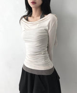 リボンドレープTシャツ