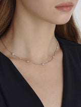 25FW★ Essence Silver (W) Moissanite Flower Station Necklace S