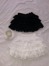 Vintage Rosy Layered Lace Skirt