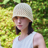 VZ Long Label Punching Knit Bucket Hat / Yellow