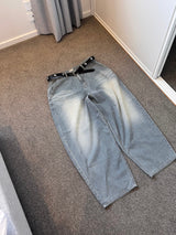 Naughty Stripe Balloon Denim Pants 2C