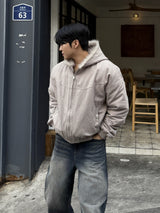 Hairy hooded bomber jacket