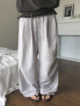 Adim Rivet Pintuck Nylon Wide Pants