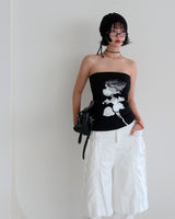 ローズプリントチューブトップロングTシャツ