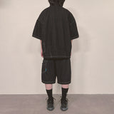 デニムステッチショーツ_ブラック