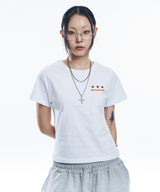 スターレタリングクロップドTシャツ - ホワイト