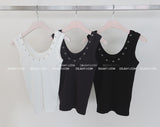 U-neck Punching Eyelet Ribbed Sleeveless