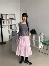 ワイドネックプリントロングスリーブ (3C)