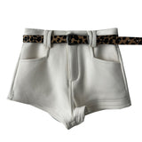 Leopard belt & brushed short pants SET (3 colors)