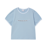25SS SNAKE INITIAL RINGER CROP SHORT SLEEVE T-SHIRT SKY BLUE