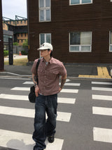 No.1710 DB crop check half SHIRT (3color)