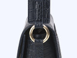 ISLE MINI CROC ショルダーレザーバッグ / Wani Navy
