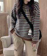 Milk Stripe Dangara Striped Hooded Knitwear