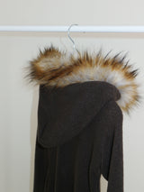 デッカウルフジョットフード付きファーニットジップアップジャケット (Wool Jacket)