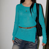 Juren Side Slit Linen Long Sleeve Knitwear
