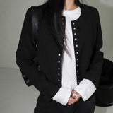 Allte snap no collar round jacket