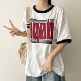 Dope lettering color matching ringer short sleeve