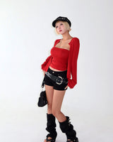 26FW Shirring Tube Top & Cardigan Set