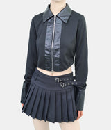 Esser leather color block shirt