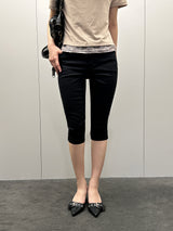 Shy Black Denim Capri Pants