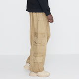 Washing Cotton Cargo Banding Pants Vintage Beige