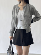 Picre Round Neck Button Long Sleeve Knit Cardigan