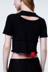 Cross cut top Black