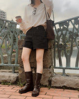 Part denim short pants