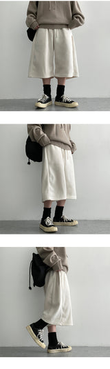 Chisen High density fleece side pintuck Bermuda pants