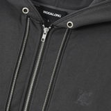 Layered 2-way Zip Hood Zip-up - CHARCOAL