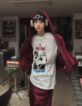 Neoprene semi-crop hooded zip-up
