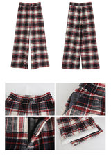 Cotton Check Casual Wide Pants
