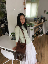 Suede Fringe Shoulder Bag (5color)