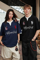 レイヤードレトロスポーツエンブロイダードTシャツ