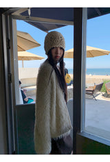 Pearl V-neck loose fit fur cardigan