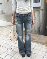 Lowrise grey washing boots cut pants