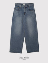 Daily Washing Cotton100 Wide Denim Pants