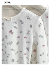 Print Cotton Bow Round Short Sleeve Tee