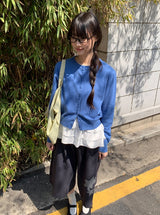 ハユシラウンドネックボタンカーディガン