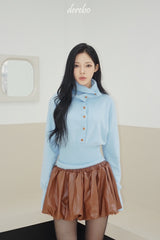 brown leather pumpkin banding skirt