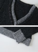 Mix Wool Layered V-neck Button Knit (2color)