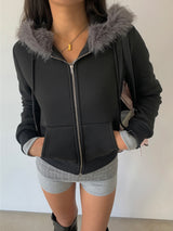 RABBIT FUR ZIP-UP