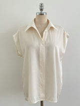 Roan Open Collar Cap Sleeve Blouse