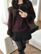 アンゴラオフショルダーニットウェア (3 colors)
