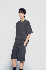 24FW APPLIQUE LOGO PIGMENT SHORT PANTS CHARCOAL
