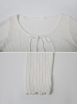 #Wave Ribbon Bolero Knit Cardigan (4color)