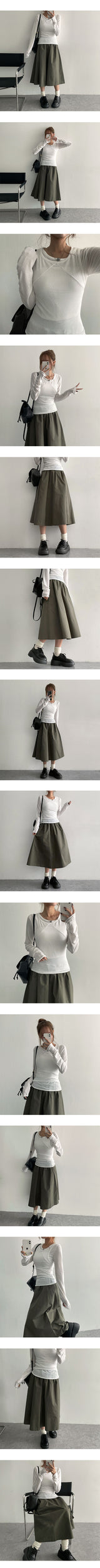 Chaho Banded Waist Long skirt
